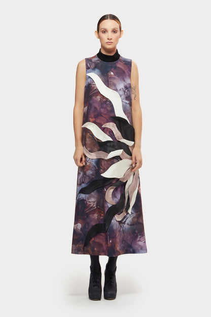 JULIA ALLERT High Neck Abstract Print Dress - Brown Print