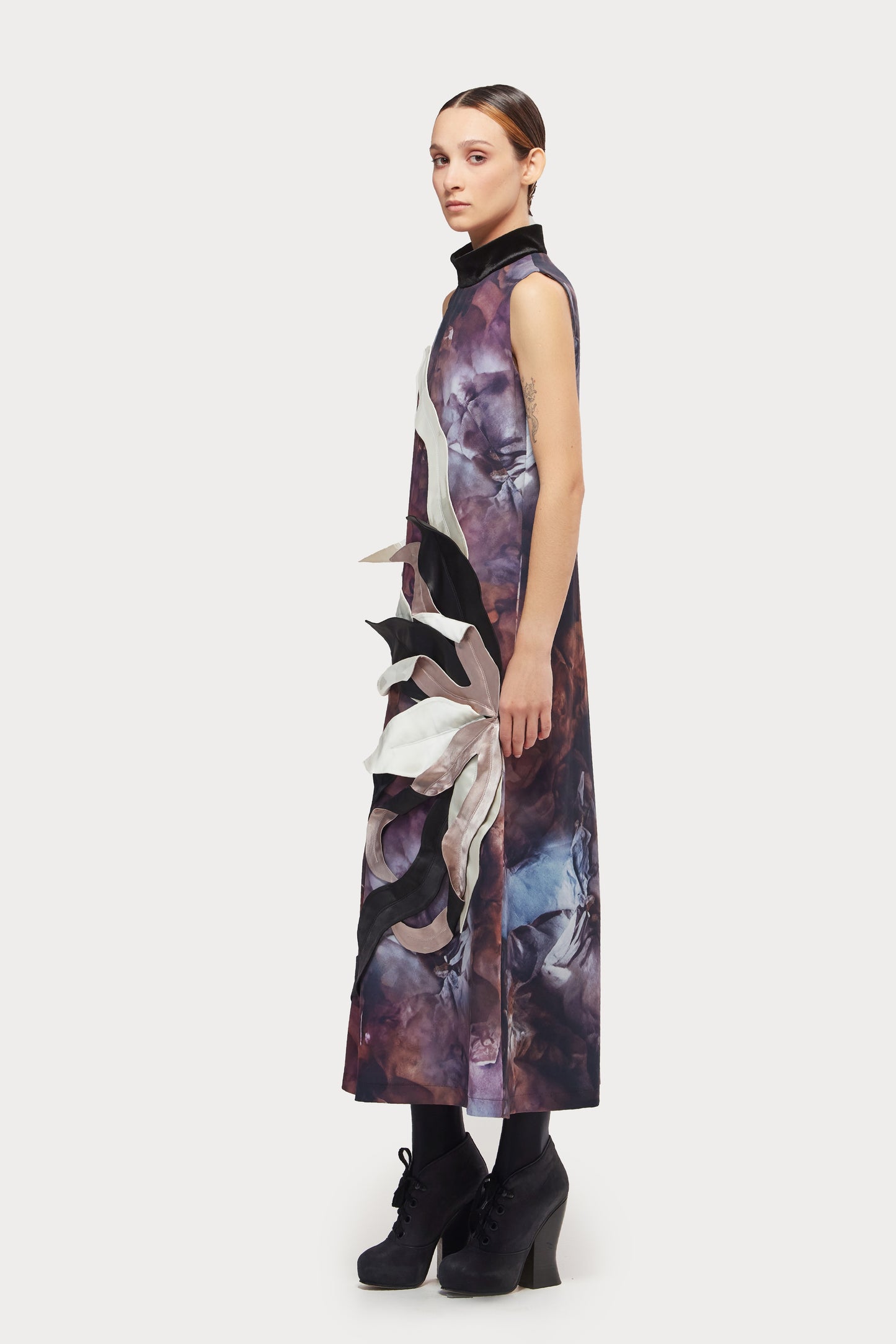 JULIA ALLERT High Neck Abstract Print Dress - Brown Print