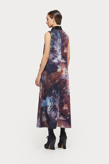 JULIA ALLERT High Neck Abstract Print Dress - Brown Print