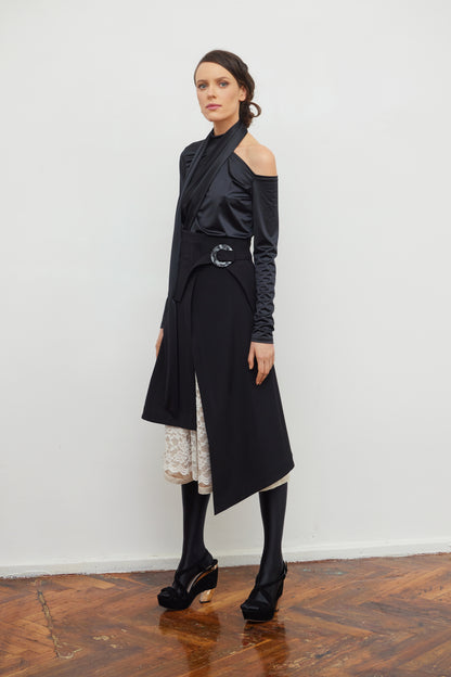 JULIA ALLERT Layered Skirt With White Lace - Black