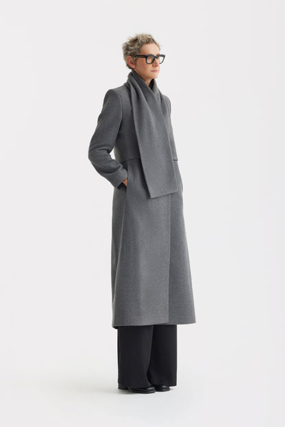 JULIA ALLERT Long Draped Transformer Coat – Grey