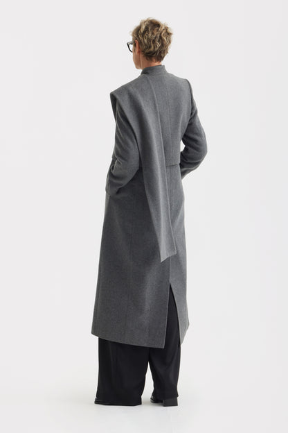 JULIA ALLERT Long Draped Transformer Coat – Grey