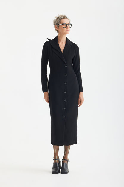 JULIA ALLERT Modern Tailored Maxi Blazer Dress - Black