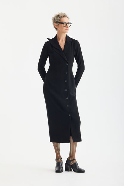 JULIA ALLERT Modern Tailored Maxi Blazer Dress - Black