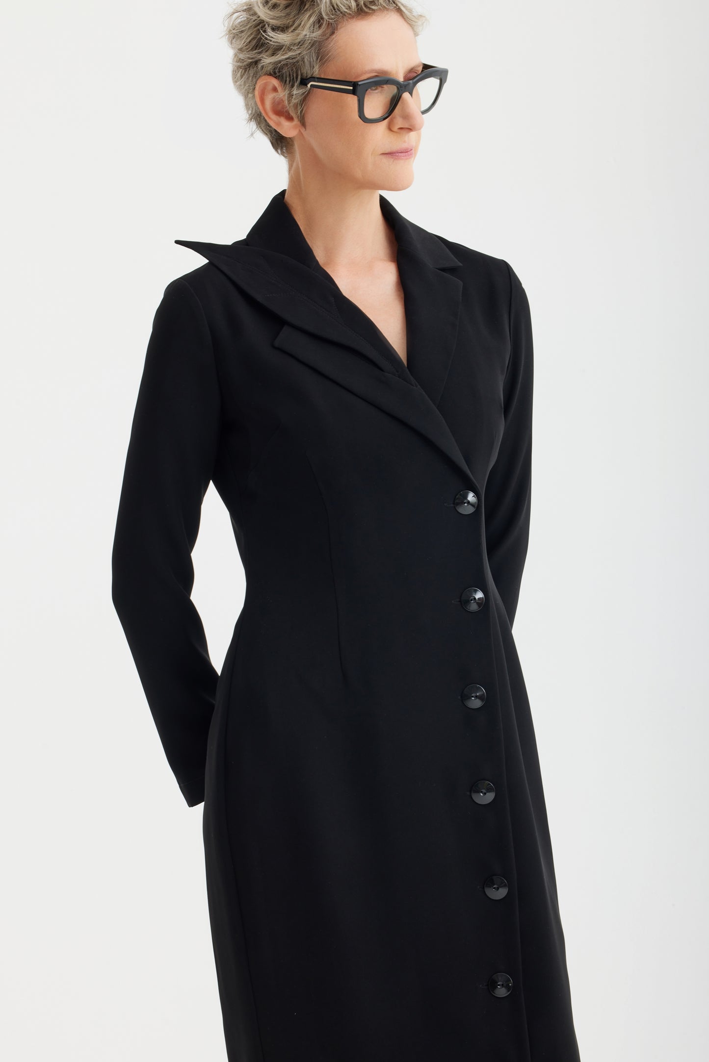 JULIA ALLERT Modern Tailored Maxi Blazer Dress - Black