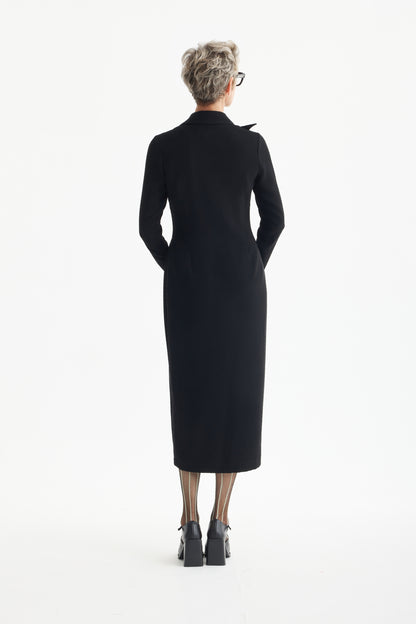 JULIA ALLERT Modern Tailored Maxi Blazer Dress - Black