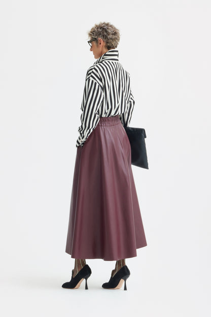 JULIA ALLERT Relaxed V-Neck Striped Blouse - Black/White