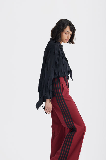 JULIA ALLERT Semi-Sheer Evening Blouse - Black