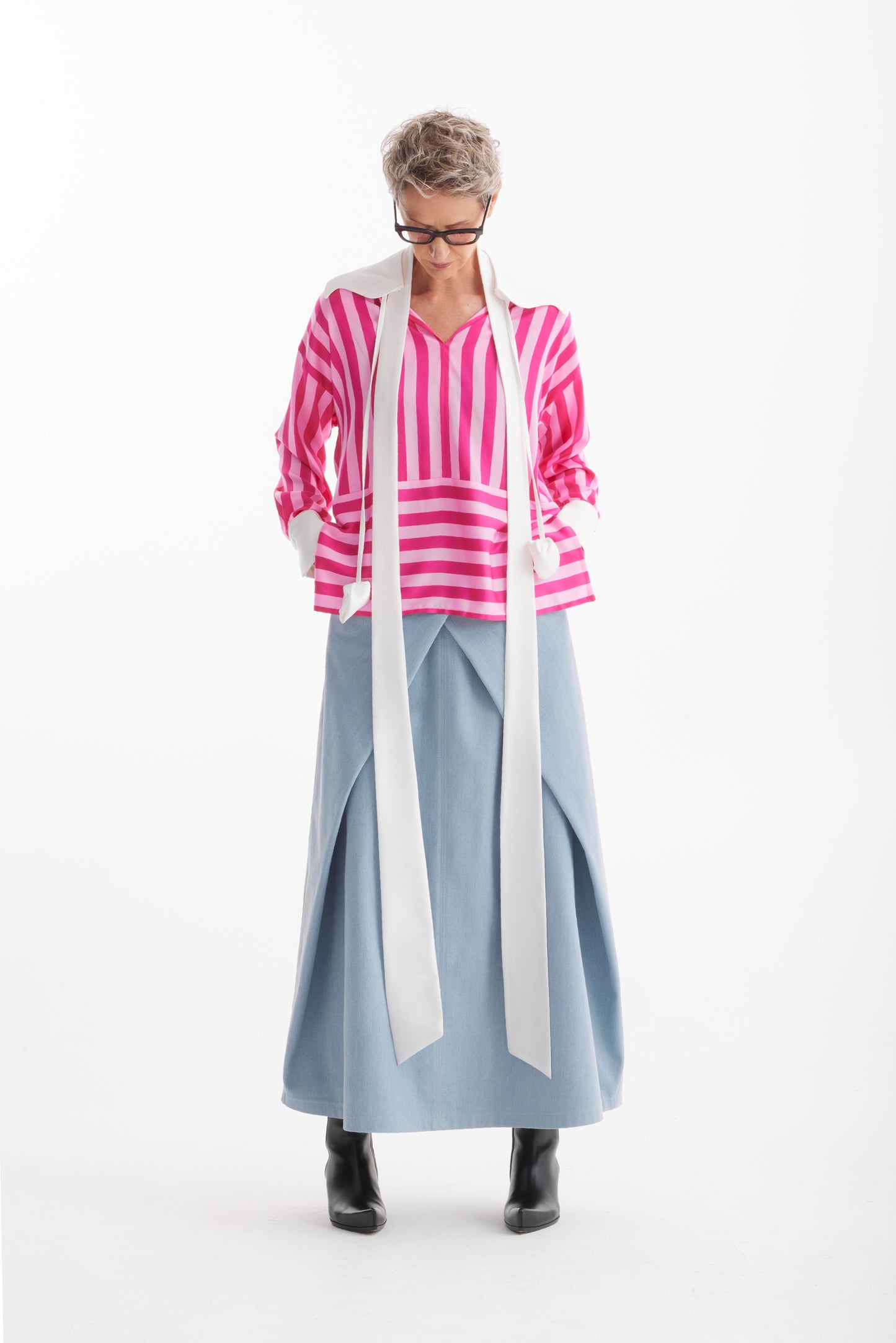 JULIA ALLERT Striped Long-Sleeve Blouse - Pink