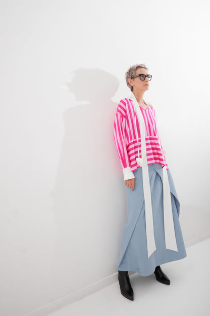 JULIA ALLERT Striped Long-Sleeve Blouse - Pink