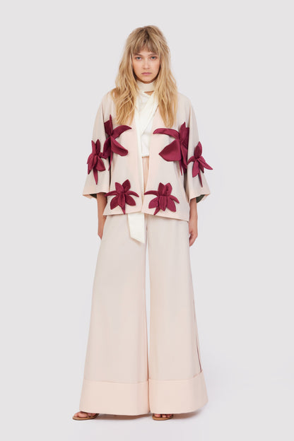 JULIA ALLERT Wrap Jacket with Flowers - Peach