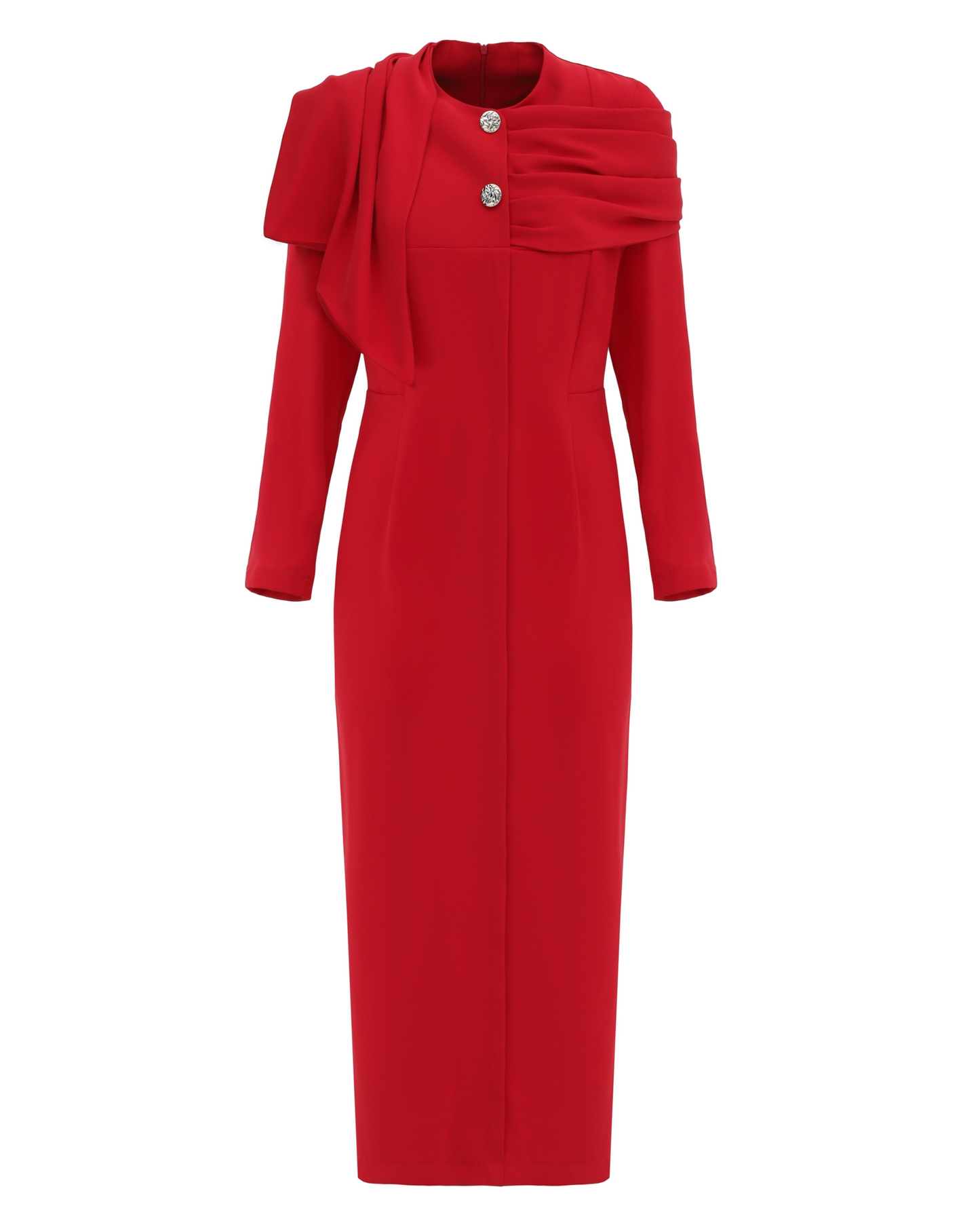 JULIA ALLERT Architectural Cape Sheath Dress - Red