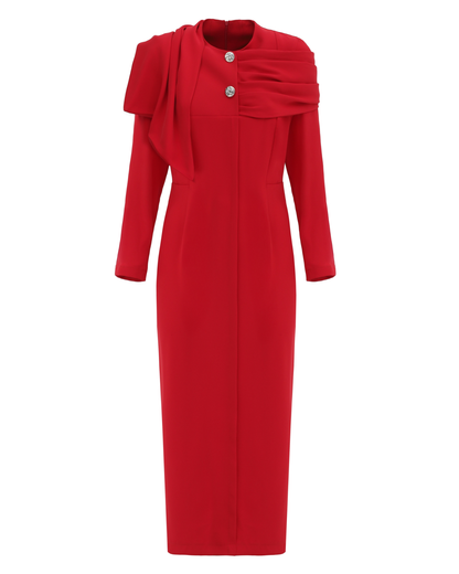 JULIA ALLERT Architectural Cape Sheath Dress - Red