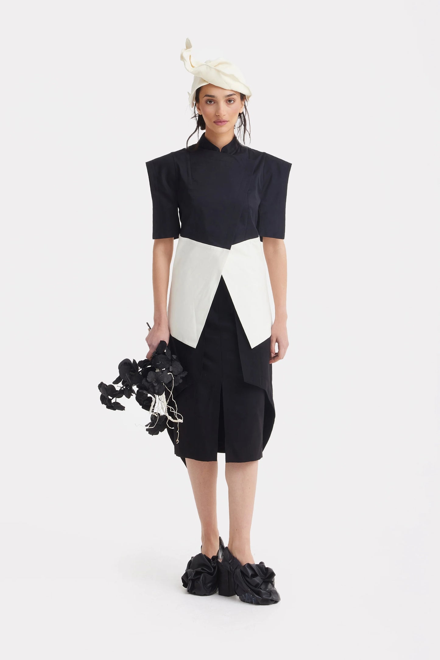 Asymmetric Black and White Color Block women's Top | Julia Allert