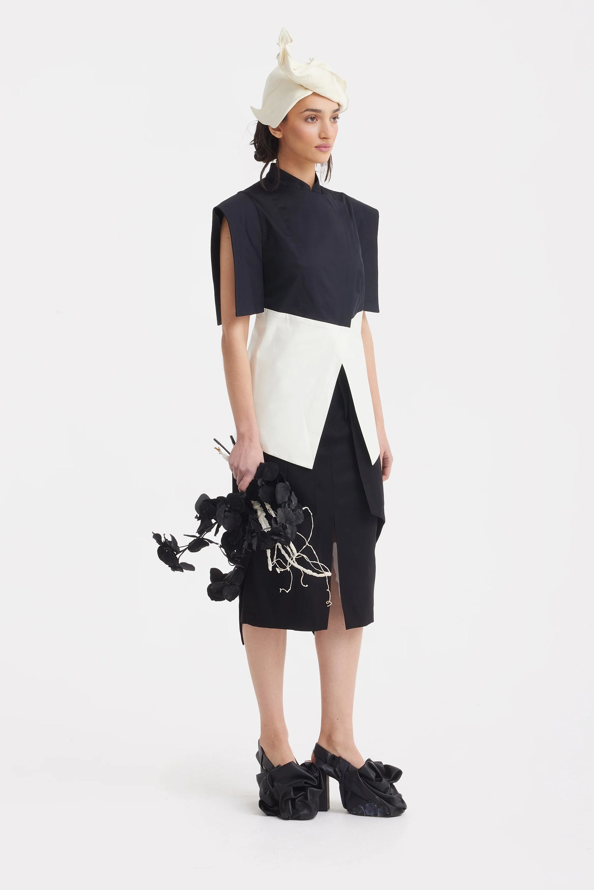 Asymmetric Black and White Color Block women's Top | Julia Allert