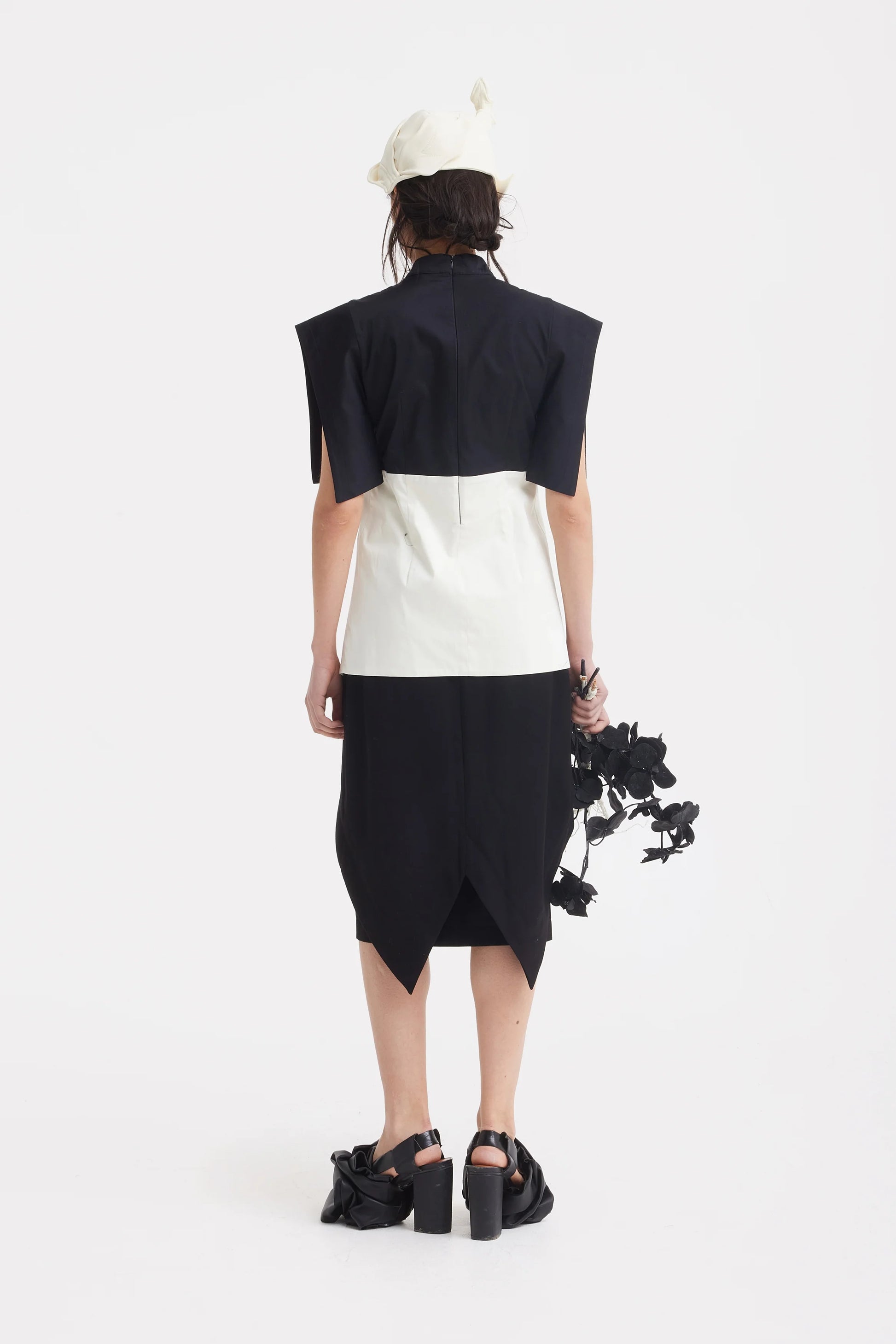 Asymmetric Black and White Color Block women's Top | Julia Allert