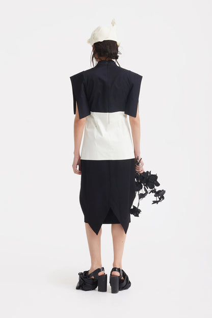 Asymmetric Black and White Color Block women's Top | Julia Allert