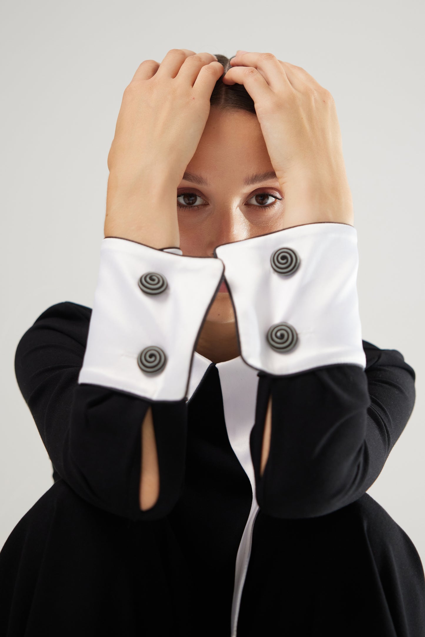 JULIA ALLERT Asymmetrical Collar Blouse - Black