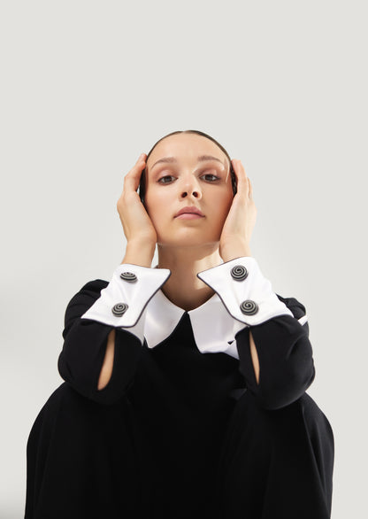 JULIA ALLERT Asymmetrical Collar Blouse - Black