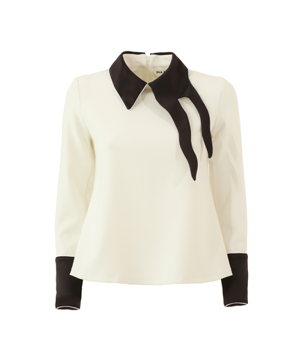 JULIA ALLERT Asymmetrical Collar Blouse - Ecru