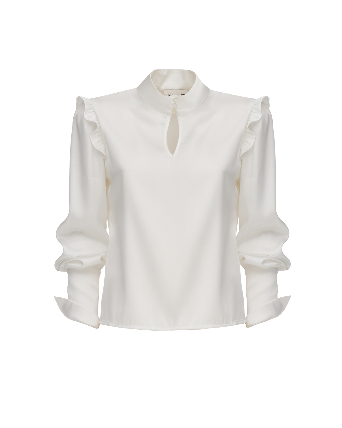 JULIA ALLERT Bishop Sleeves Stand Collar Blouse - Ivory