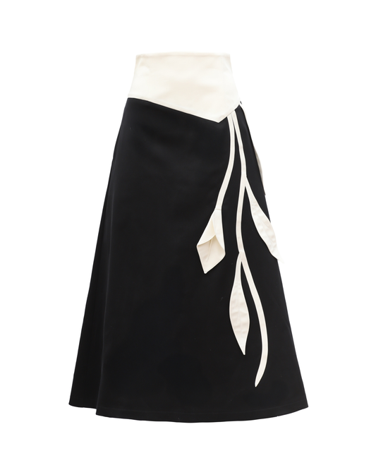 JULIA ALLERT Casual Skirt with Floral Detail - Black/White