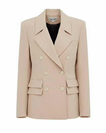 Classic Tailored Beige Women's Double-Breasted Blazer | Julia Allert