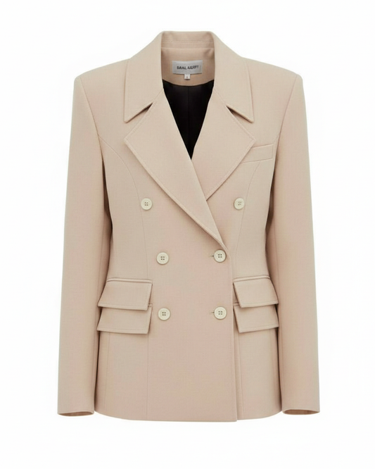 Classic Tailored Beige Women's Double-Breasted Blazer | Julia Allert