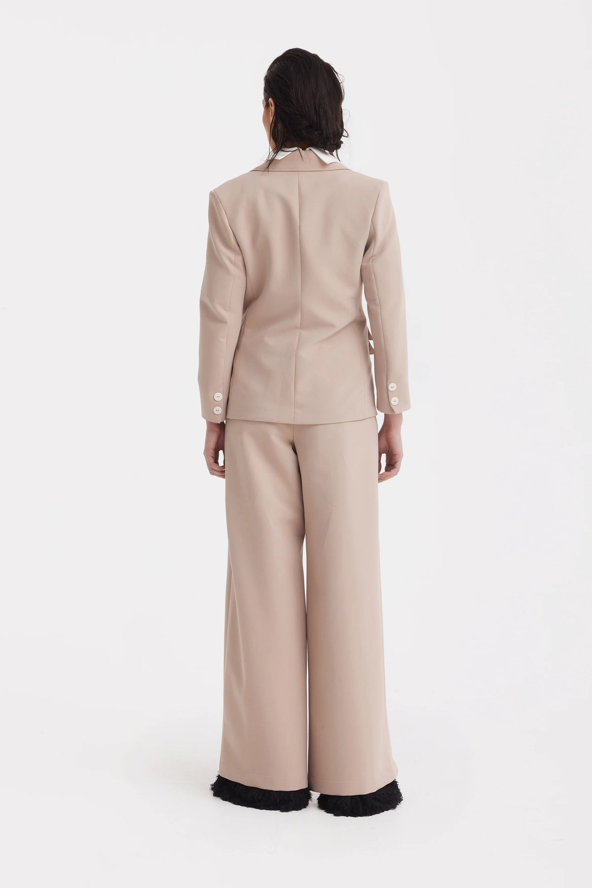 Classic Tailored Beige Women's Double-Breasted Blazer | Julia Allert