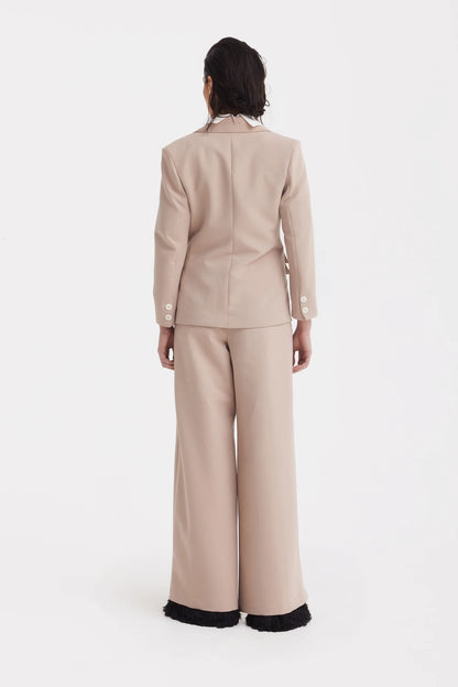 Classic Tailored Beige Women's Double-Breasted Blazer | Julia Allert