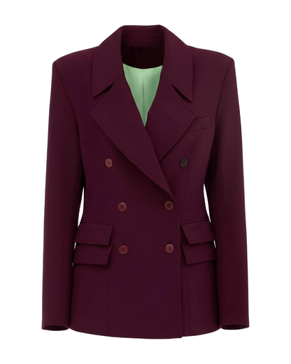 Classic Tailored Double-Breasted Blazer in Wine color | Julia Allert