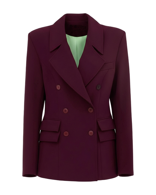 Classic Tailored Double-Breasted Blazer in Wine color | Julia Allert