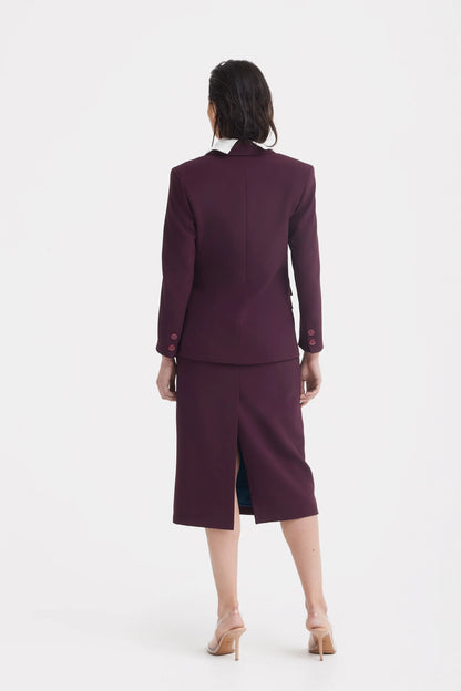 Classic Tailored Double-Breasted Blazer in Wine color | Julia Allert