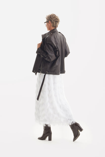 JULIA ALLERT Fringe A-Line Evening Gown - White