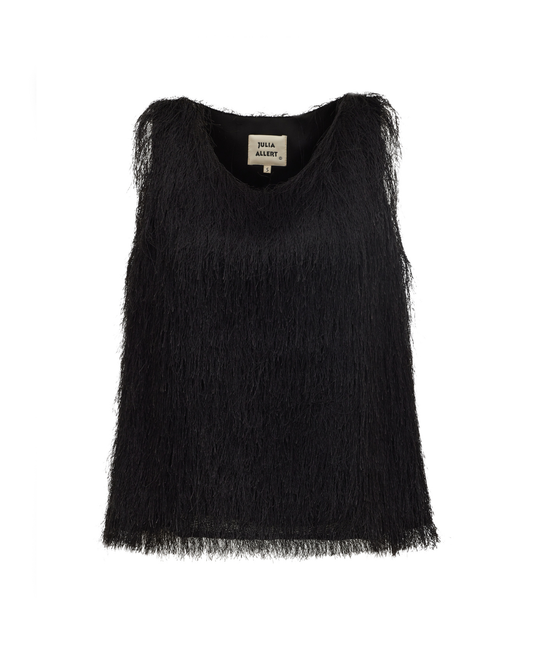 Black Fringe Sleeveless Women's Summer Top | Julia Allert