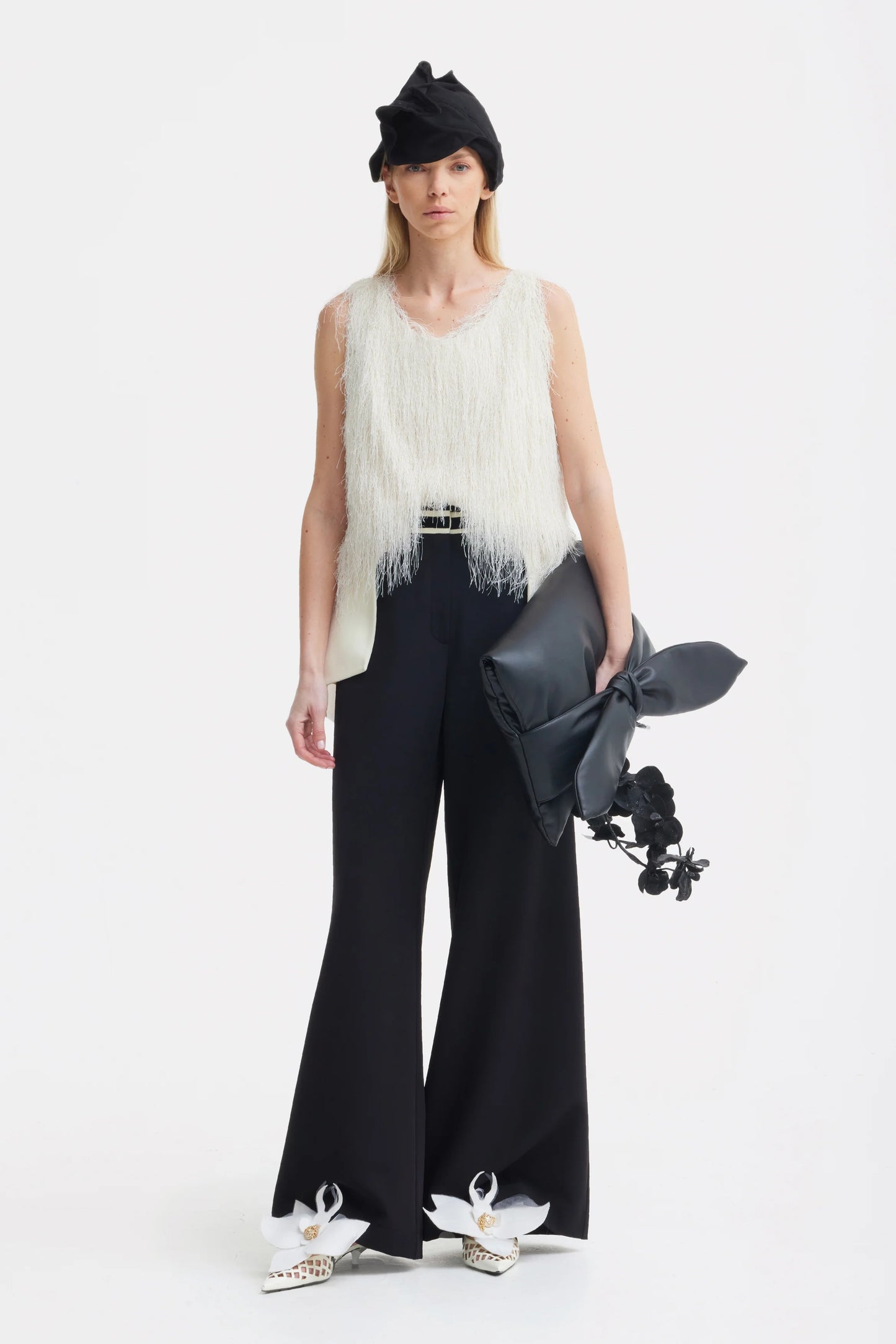 Ivory Fringe Sleeveless Women's Summer Top | Julia Allert