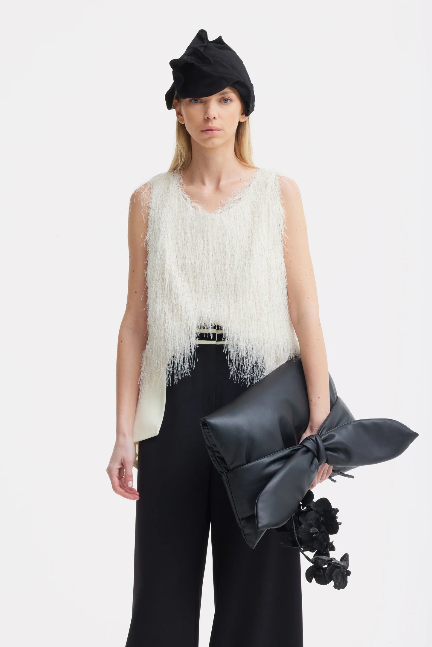 Ivory Fringe Sleeveless Women's Summer Top | Julia Allert