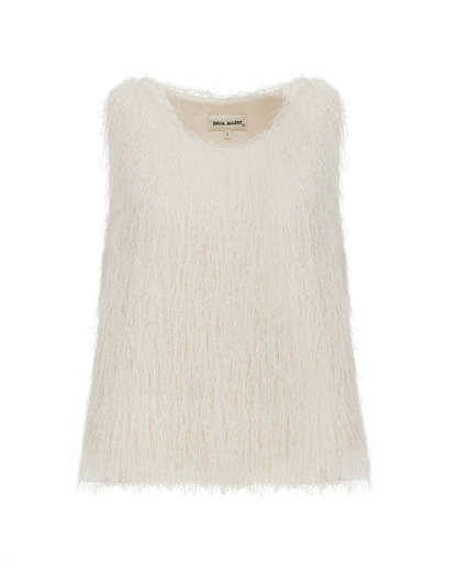 Ivory Fringe Sleeveless Women's Summer Top | Julia Allert