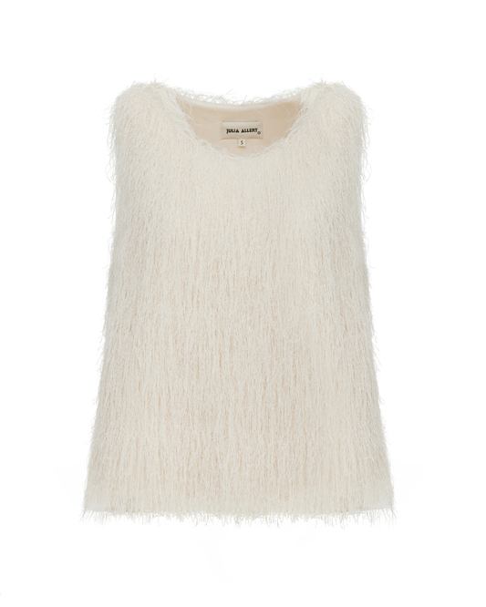 Ivory Fringe Sleeveless Women's Summer Top | Julia Allert