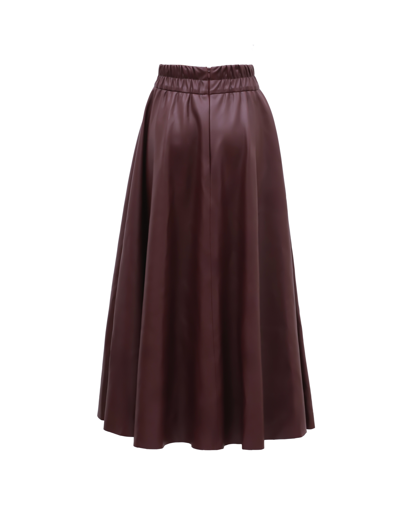 JULIA ALLERT Full Flare High Waist Midi Skirt - Burgundy