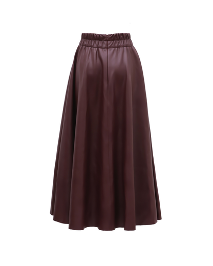 JULIA ALLERT Full Flare High Waist Midi Skirt - Burgundy
