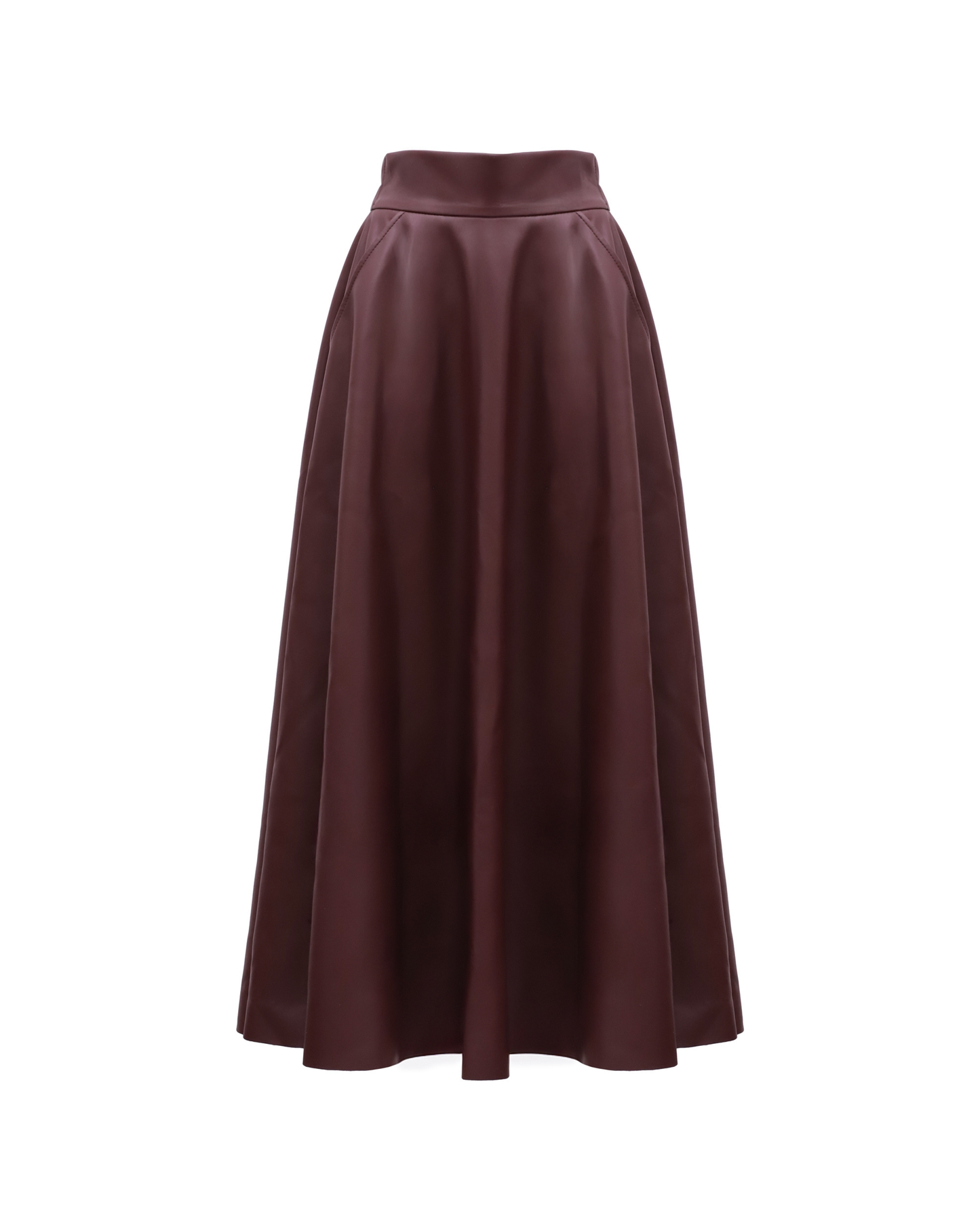 JULIA ALLERT Full Flare High Waist Midi Skirt - Burgundy