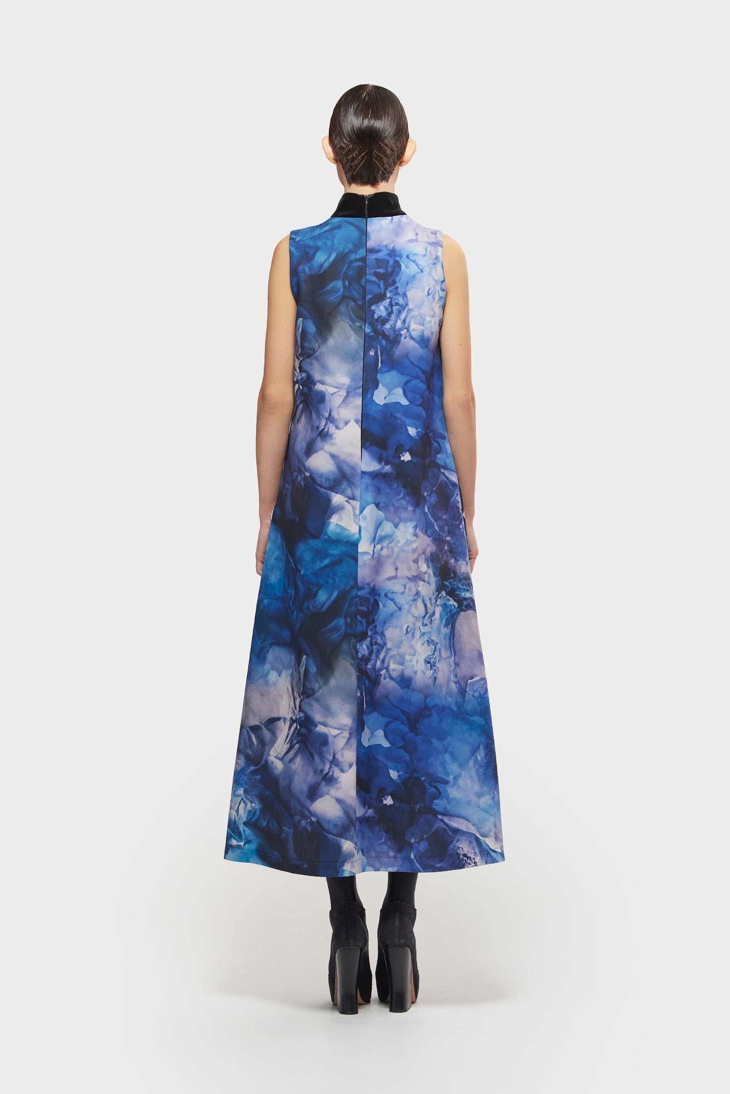 JULIA ALLERT High Neck Abstract Print Dress - Blue Print