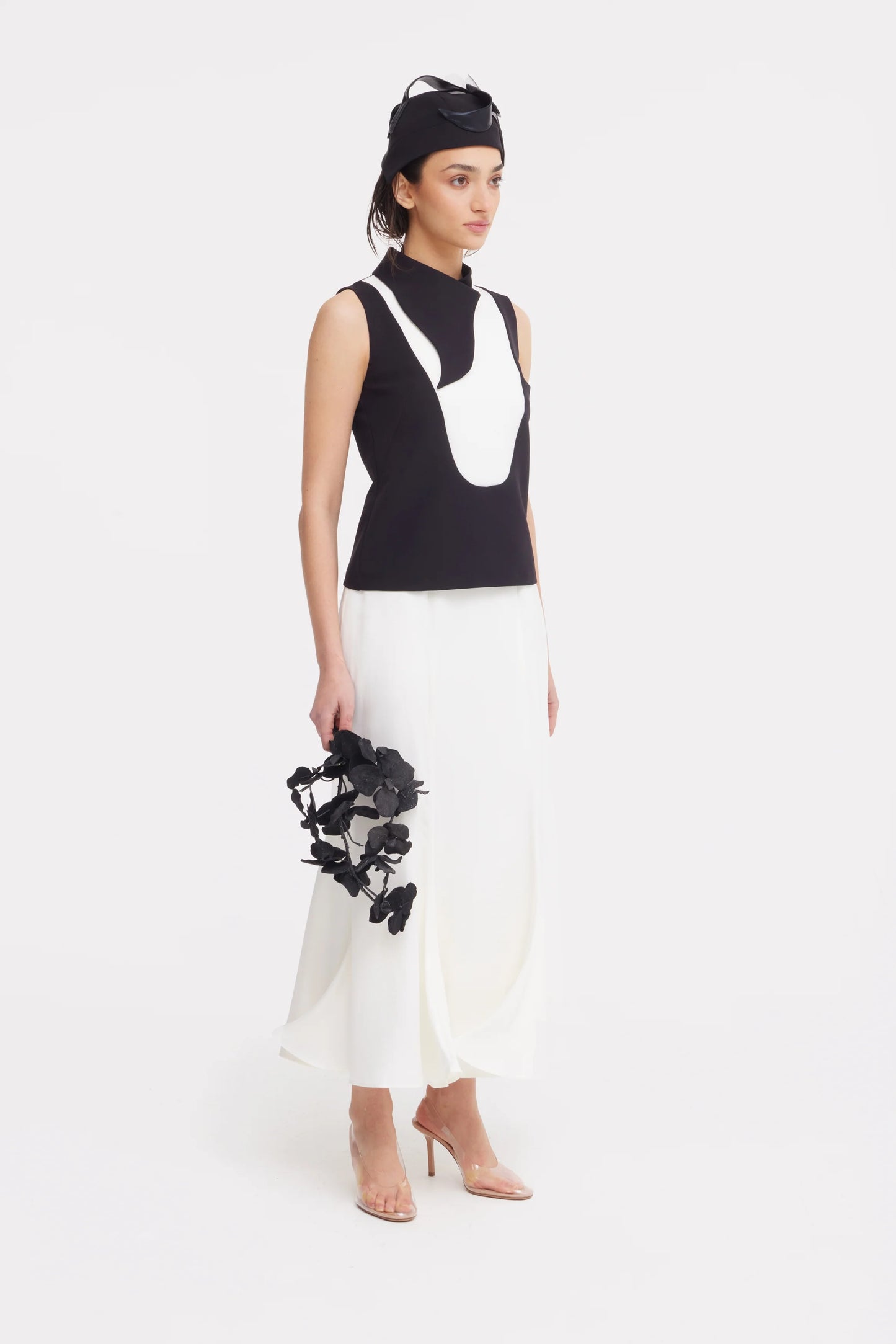 White high waist maxi skirt in ivory color | Julia Allert