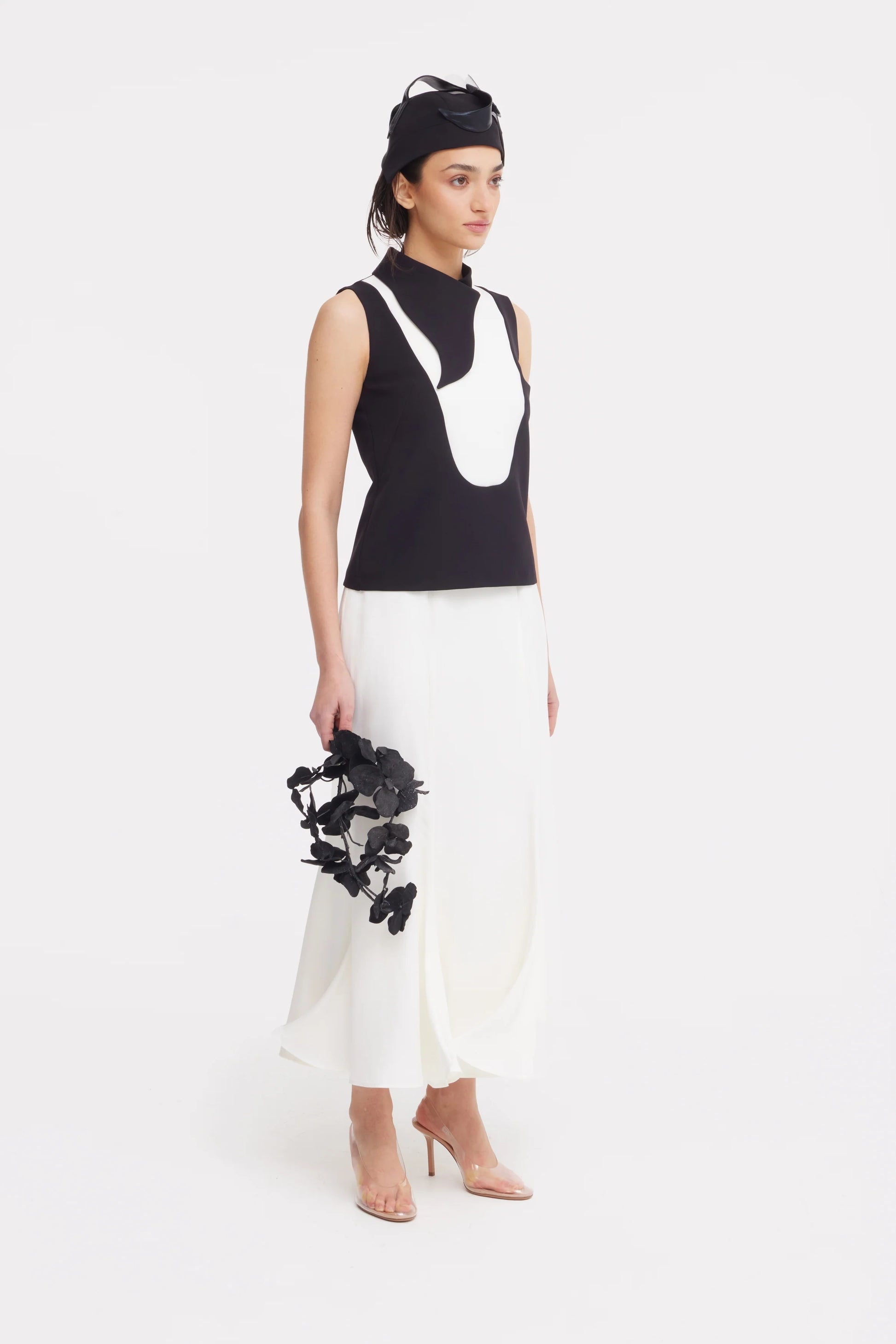 White high waist maxi skirt in ivory color | Julia Allert