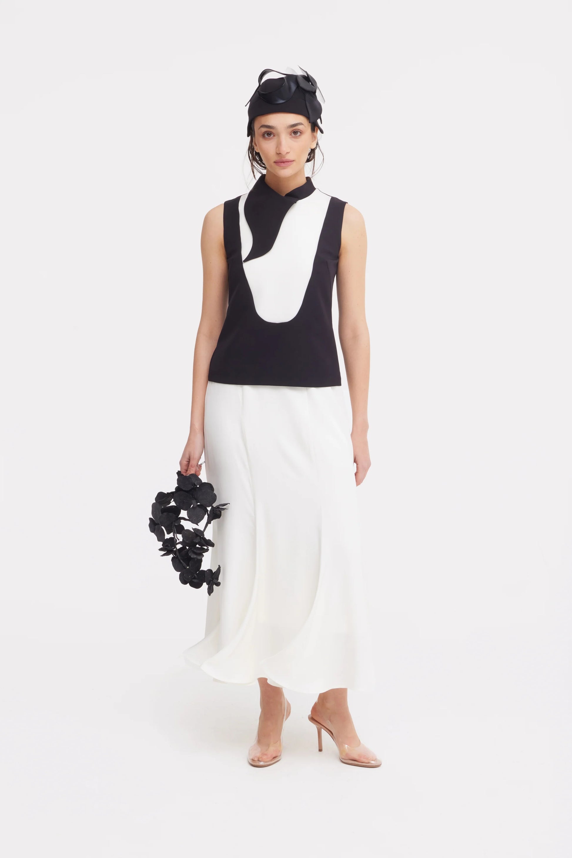 White high waist maxi skirt in ivory color | Julia Allert