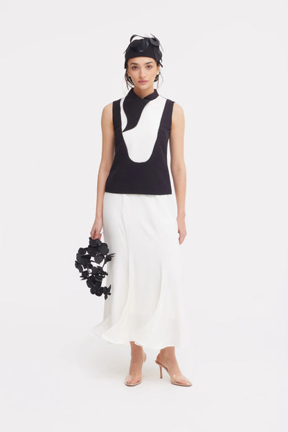 White high waist maxi skirt in ivory color | Julia Allert