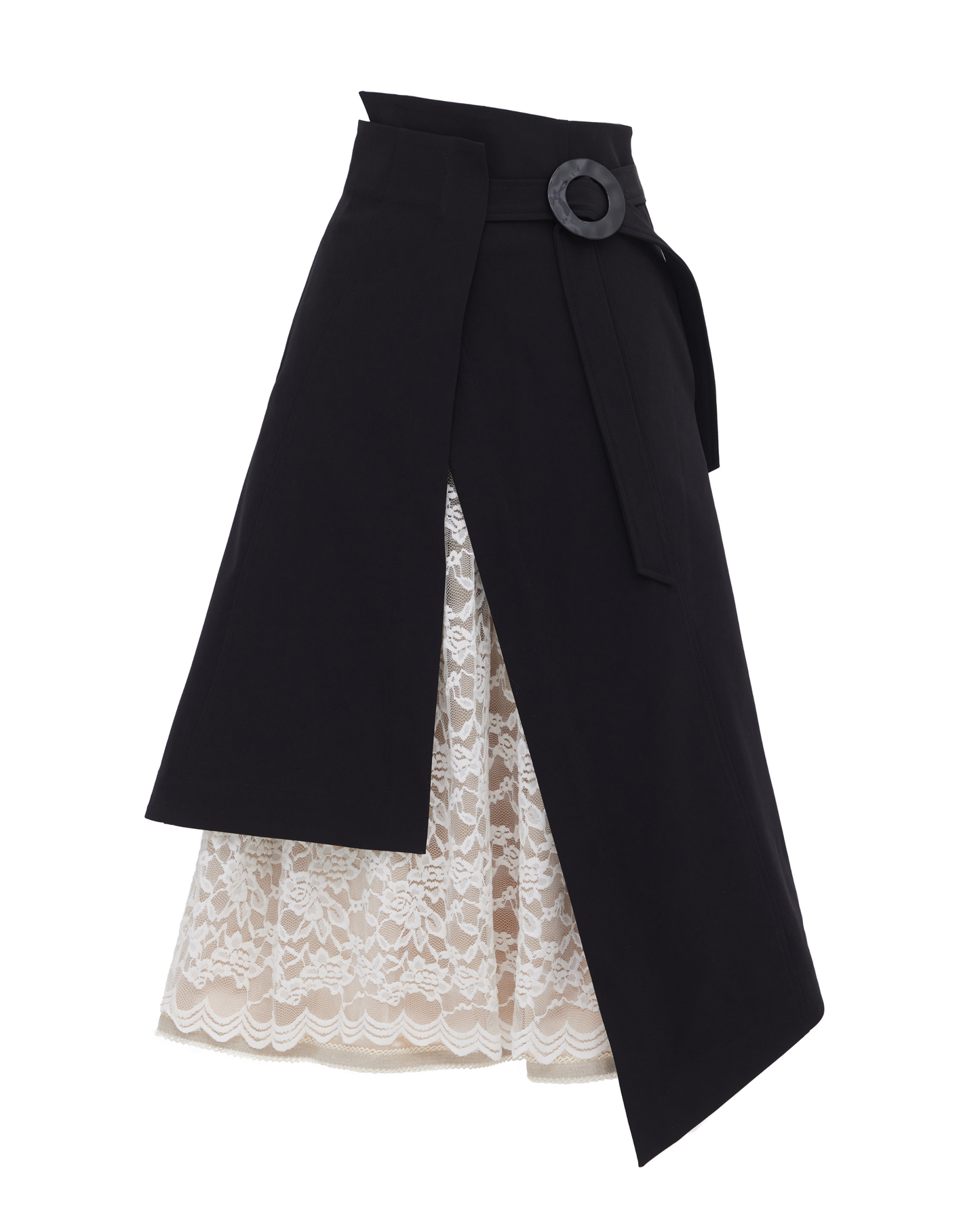 JULIA ALLERT Layered Skirt With White Lace - Black