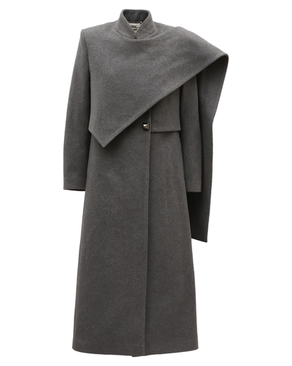 JULIA ALLERT Long Draped Transformer Coat – Grey