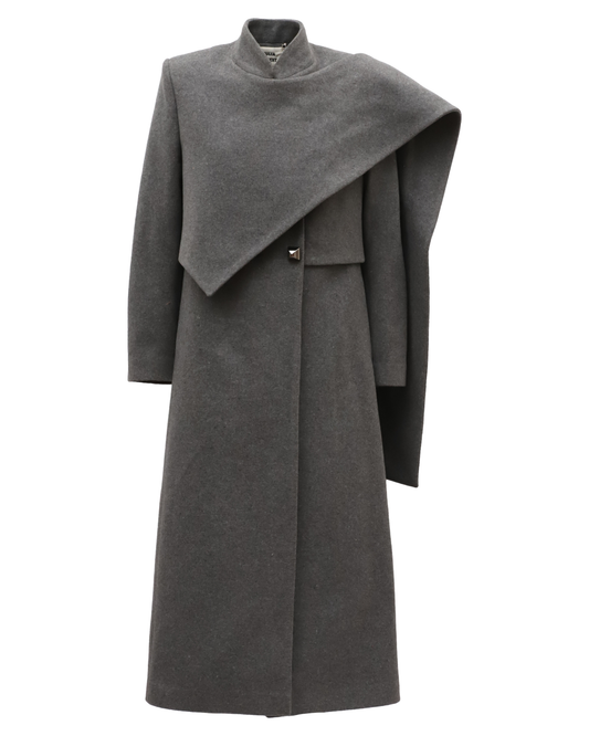 JULIA ALLERT Long Draped Transformer Coat – Grey